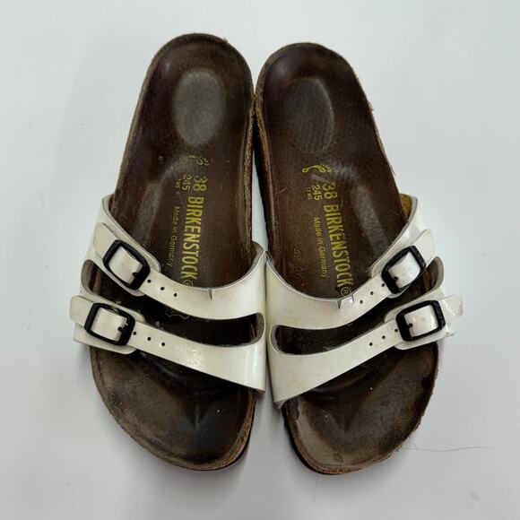 Birkenstock Sandals Womens 38 (7) White Ibiza Birko Flor Slip On Slide Shoes - Picture 2 of 10